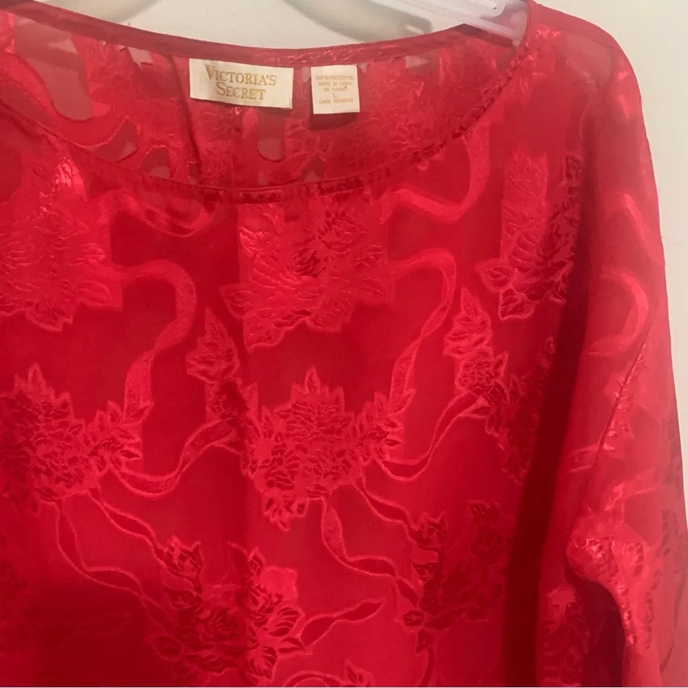 Victoria Secret Vintage Semi Sheer Floral Long Sleeve Blouse - Picture 2 of 13